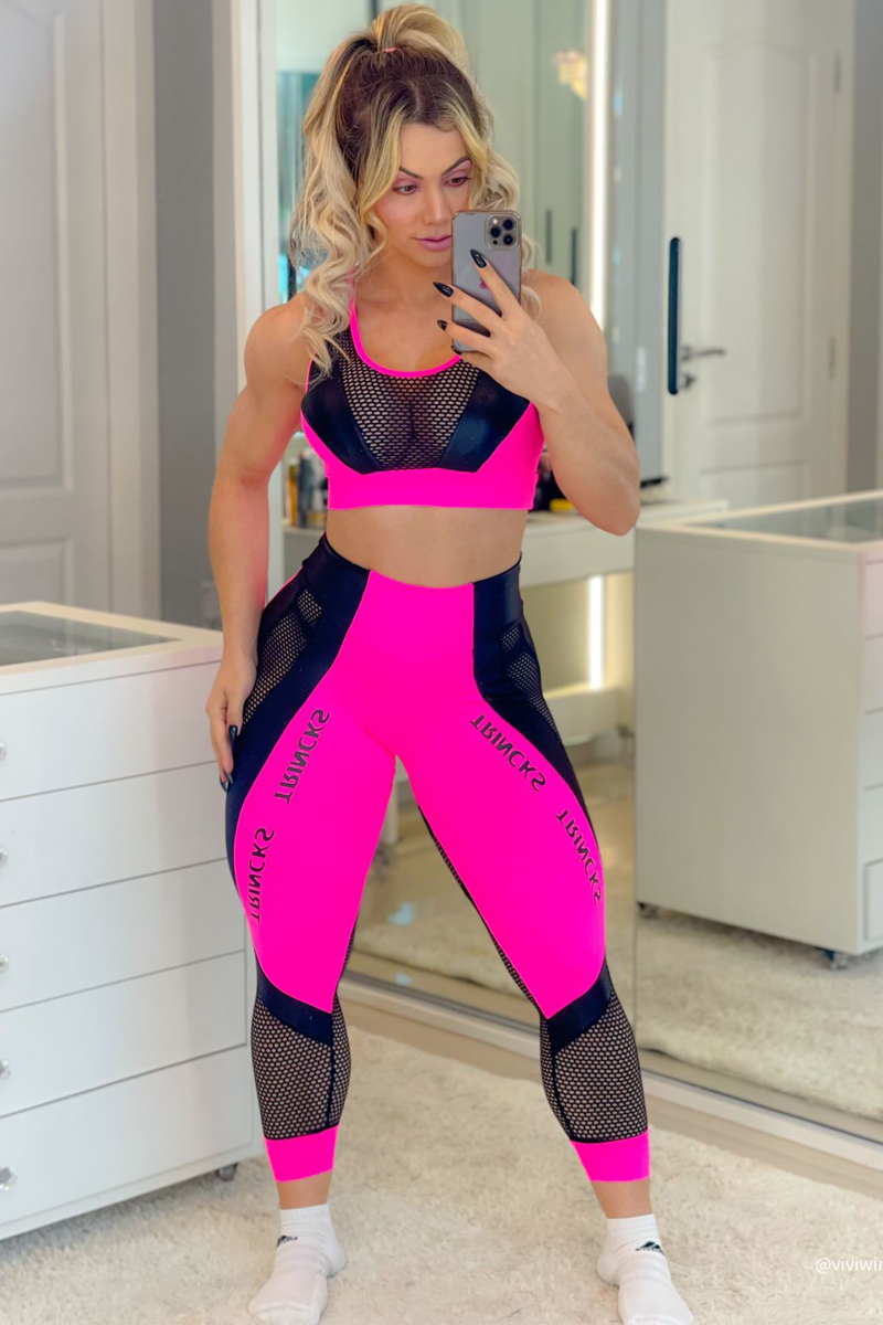 Trincks - Conjunto Calça e Top Fitdoll Pink/Black - cjc-022835