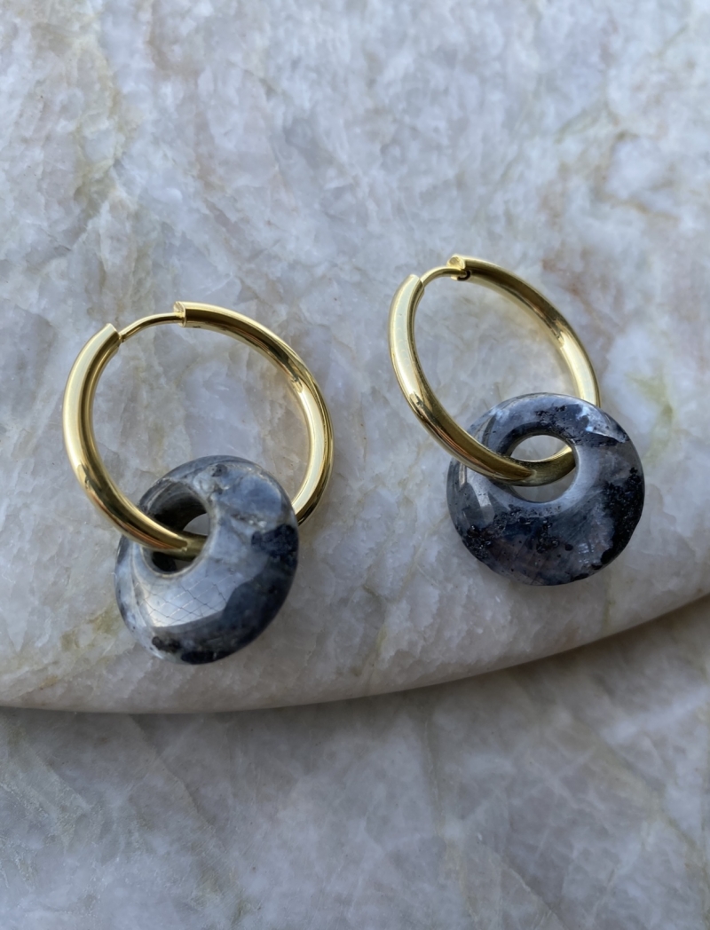 Mikabe - Large Labradorite Earring Hoop - MK1145