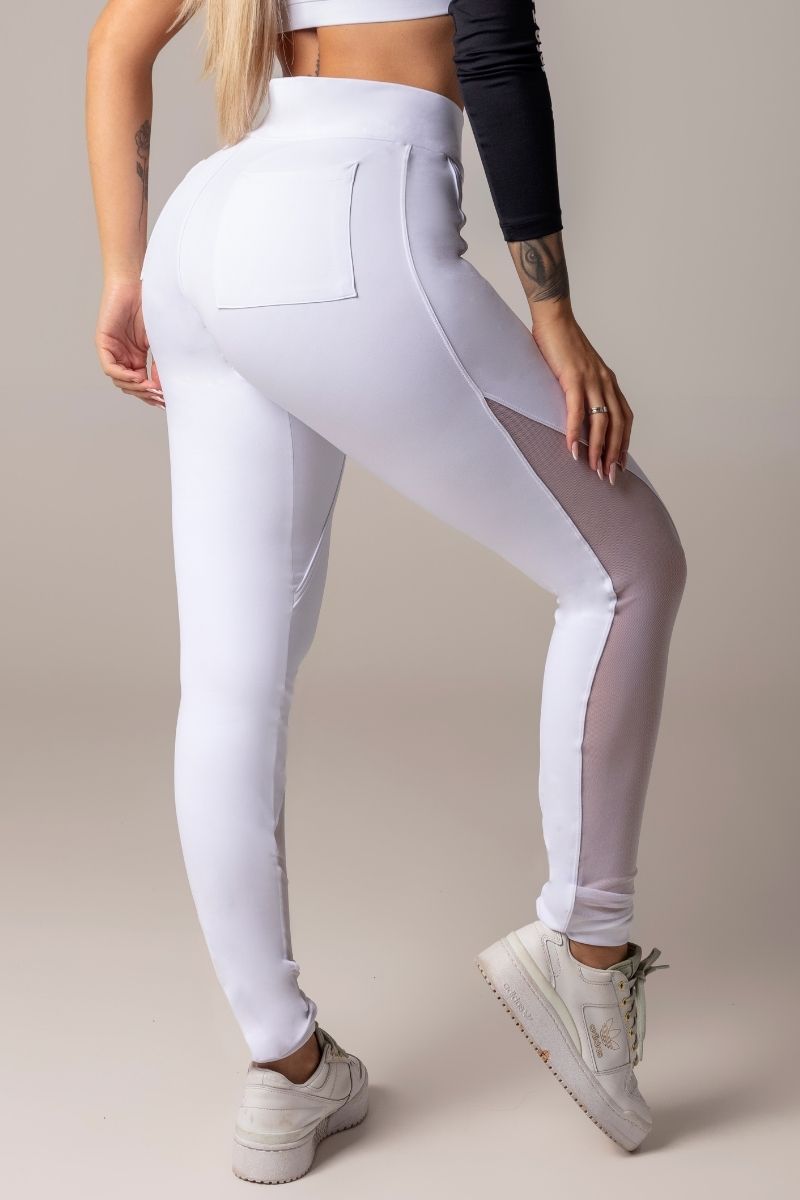 Hipkini - White Sports Fitness Leggings with Pocket - 3339437