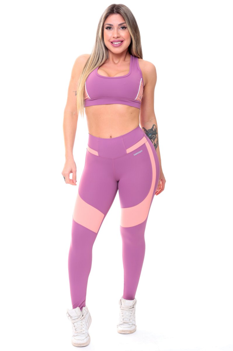 Garotafit - Fitness Set Top and Pants Brunei Pink - FCS221D