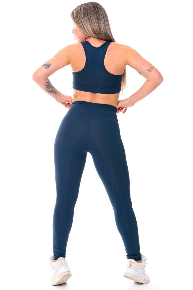 Garotafit - Fitness Set Top and Pants Brunei Navy Blue - FCS221L