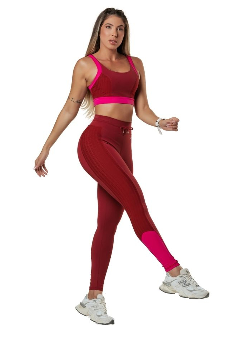 Garotafit - Fitness Set Top and Pants Jamena Bordô - FCS222FB