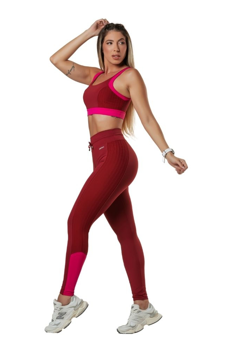 Garotafit - Fitness Set Top and Pants Jamena Bordô - FCS222FB