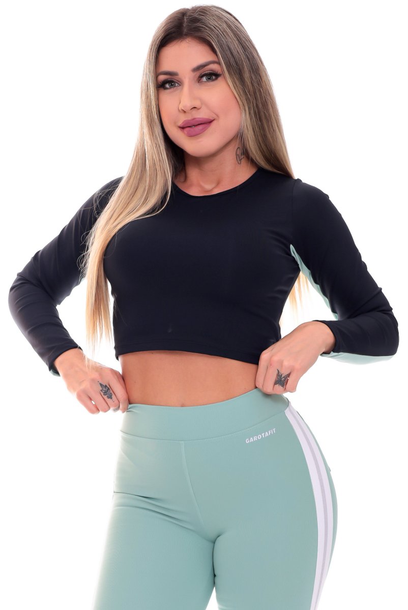 Garotafit - Cropped Jade Preto - BL197A