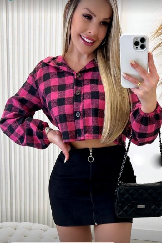 AS8 - Cropped Plaid Black/Pink - TM001