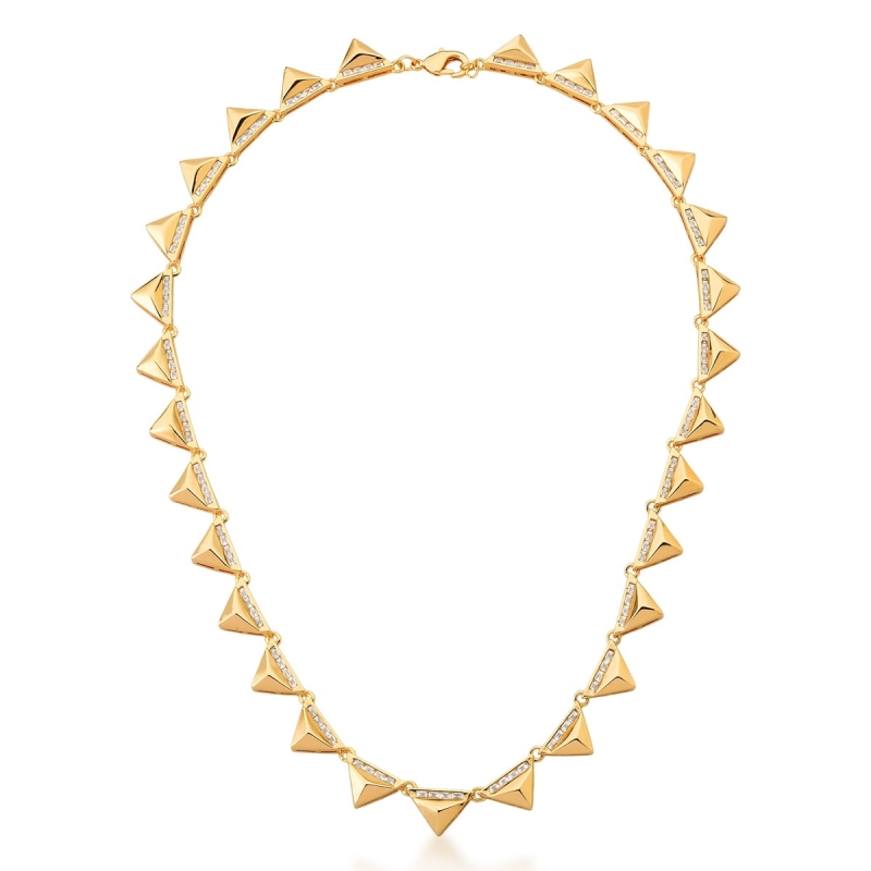 Mikabe - Studded Triangles Necklace - MK1151