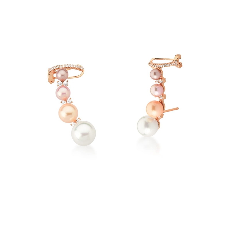Mikabe - Earring Ear Cuff Mix Pearls Rose Gold - MK1157