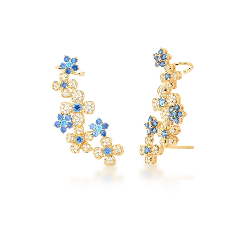 Mikabe - Earring Ear Cuff Garden Blue Crystals - MK1160