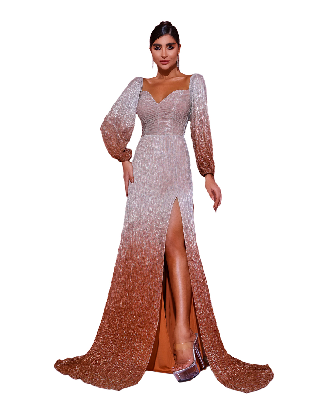 Dot Clothing - Dress Dot Clothing Long tulle Silver with Bronze - 0967NBRON