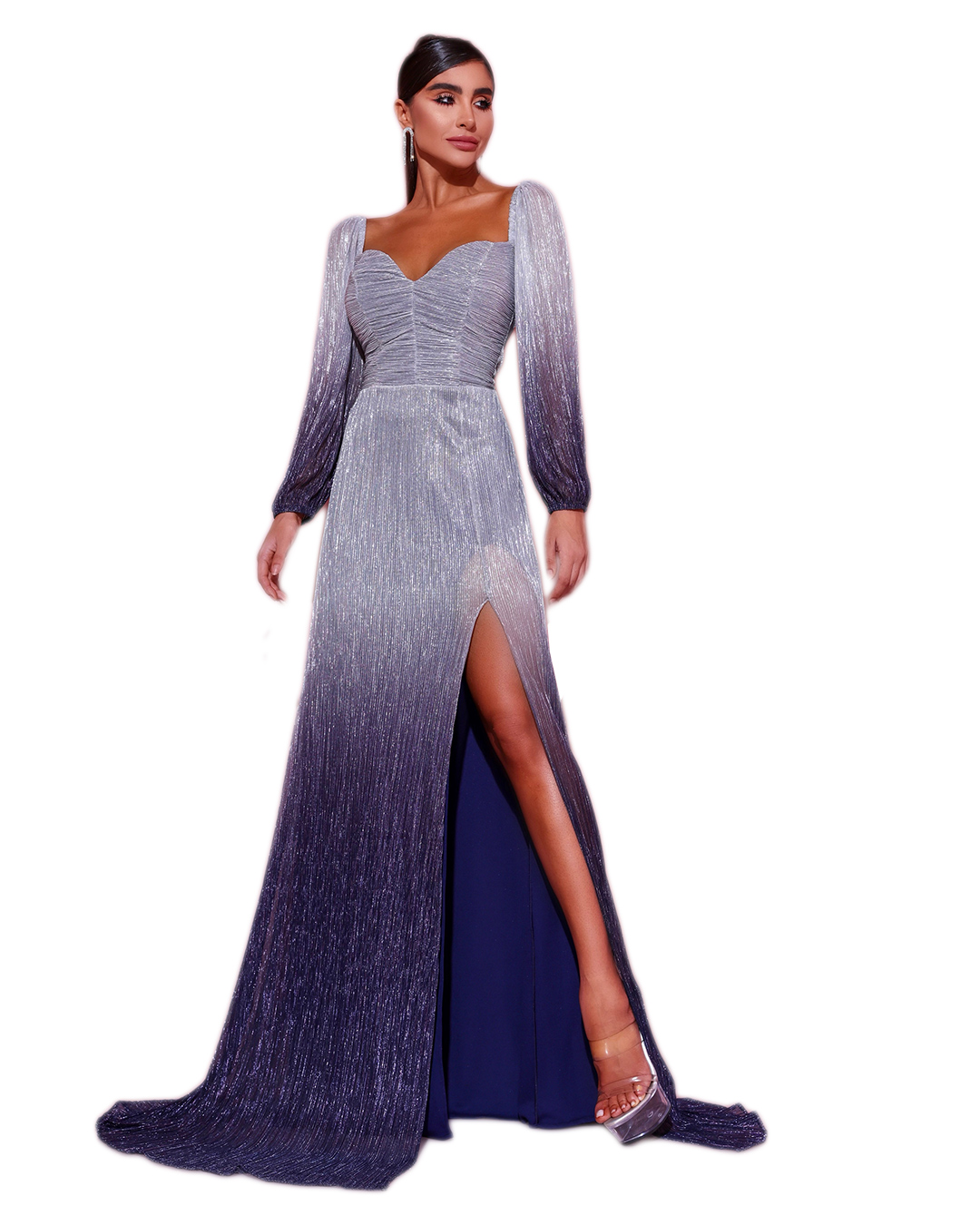 Dot Clothing - Dress Dot Clothing Long tulle Silver with Blue - 0967NAZU