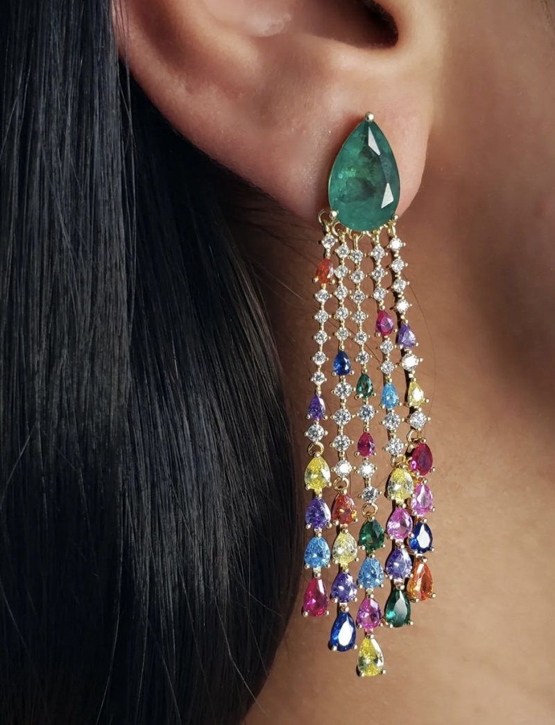 Mikabe - Earring Emerald Peacock Party - MK1170