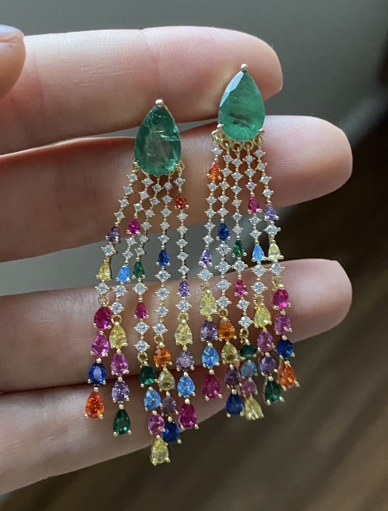 Mikabe - Earring Emerald Peacock Party - MK1170