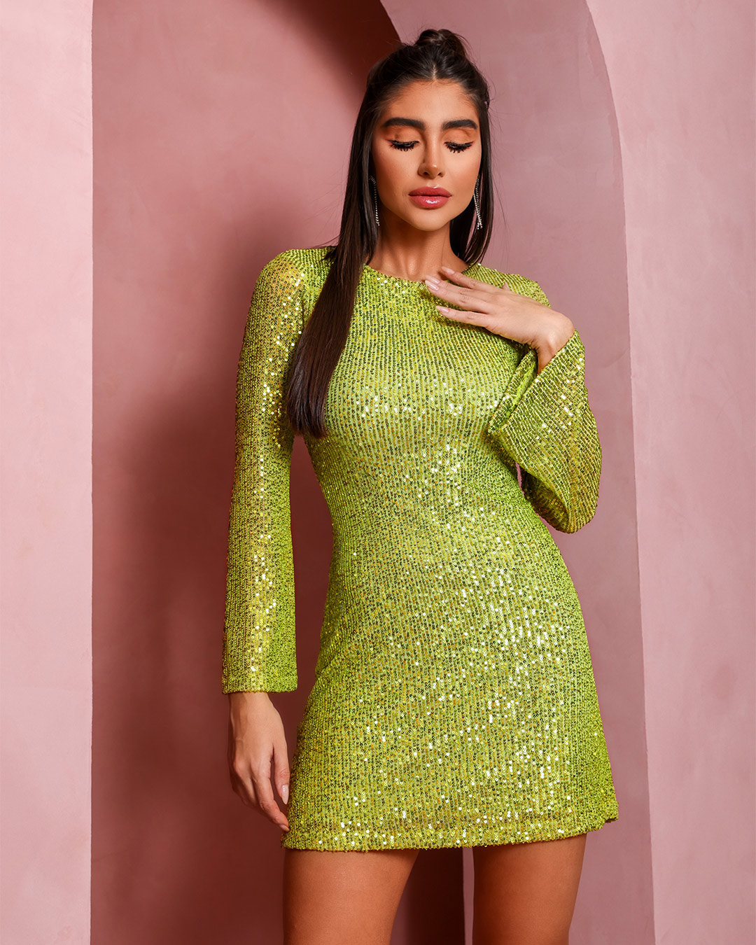 Dot Clothing - Dress Dot Clothing Lime Green Long Sleeve Tube - 1672VERD