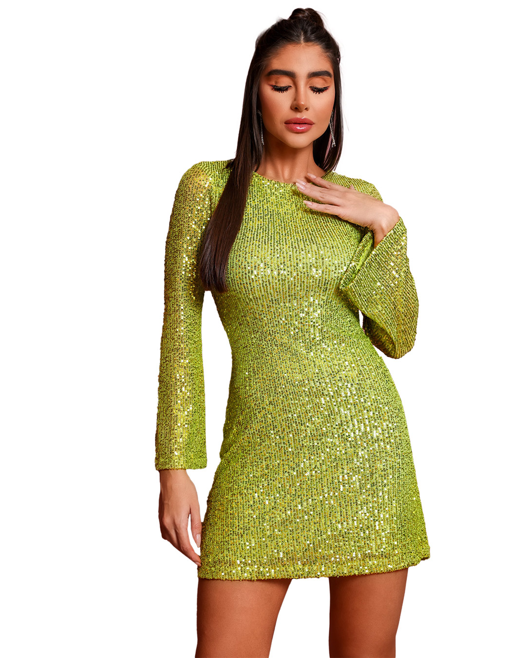 Dot Clothing - Dress Dot Clothing Lime Green Long Sleeve Tube - 1672VERD