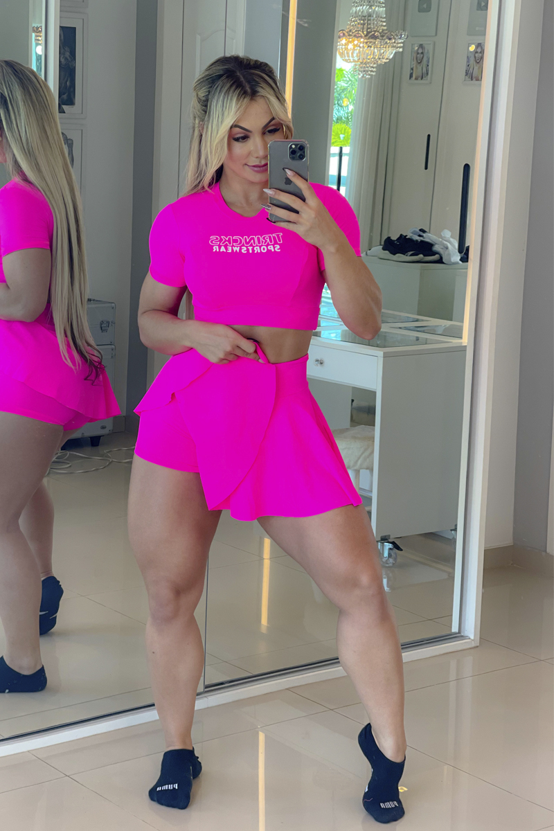 Trincks - Fitness Set Top and Pants Short Skirt and Cropped Pink - cjss-023233