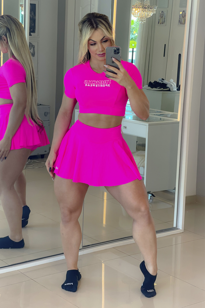 Trincks - Fitness Set Top and Pants Short Skirt and Cropped Pink - cjss-023233