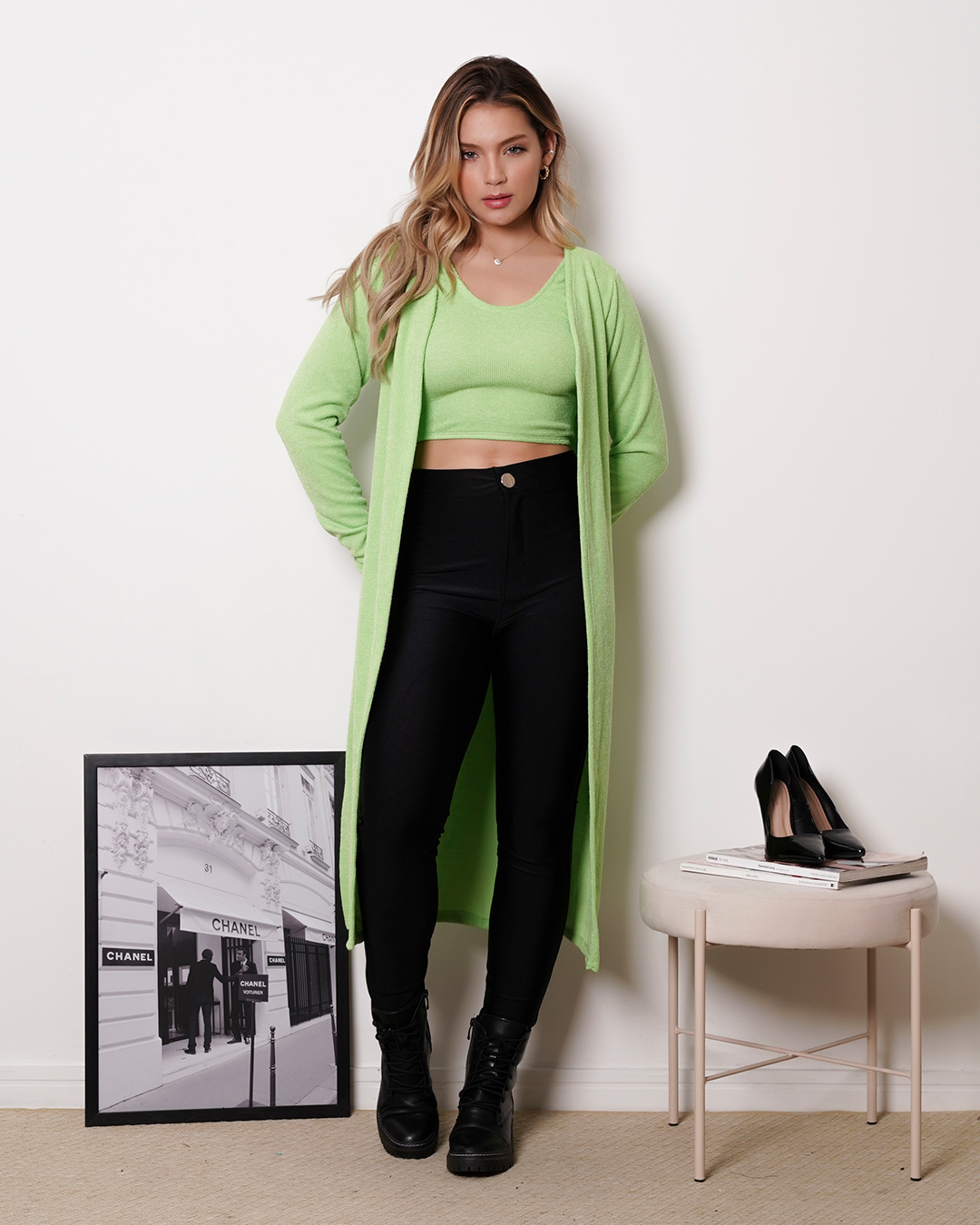 My Life - Fitness Set Top and Pants My Life Puffer Cropped and Green Shirt - 413VERD
