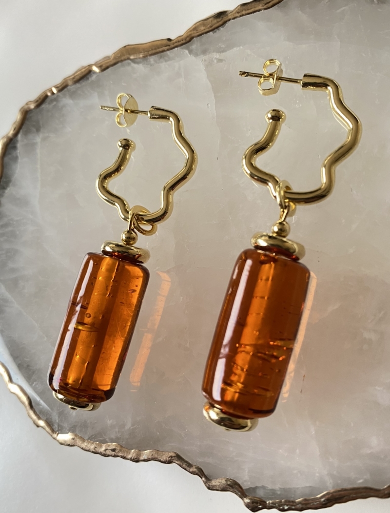 Mikabe - Earring Murano Amber - MK1219