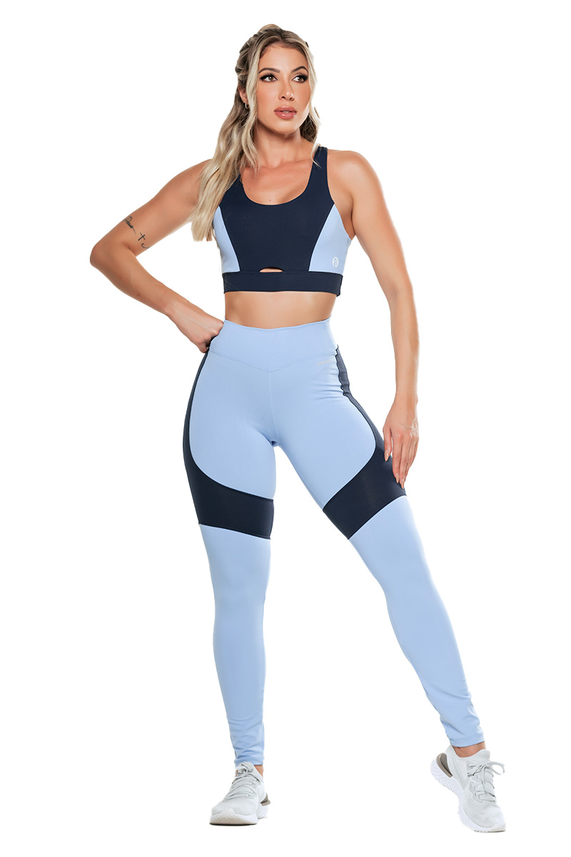 Garotafit - Fitness Set Top and Pants Damascus Blue - FCS255LI