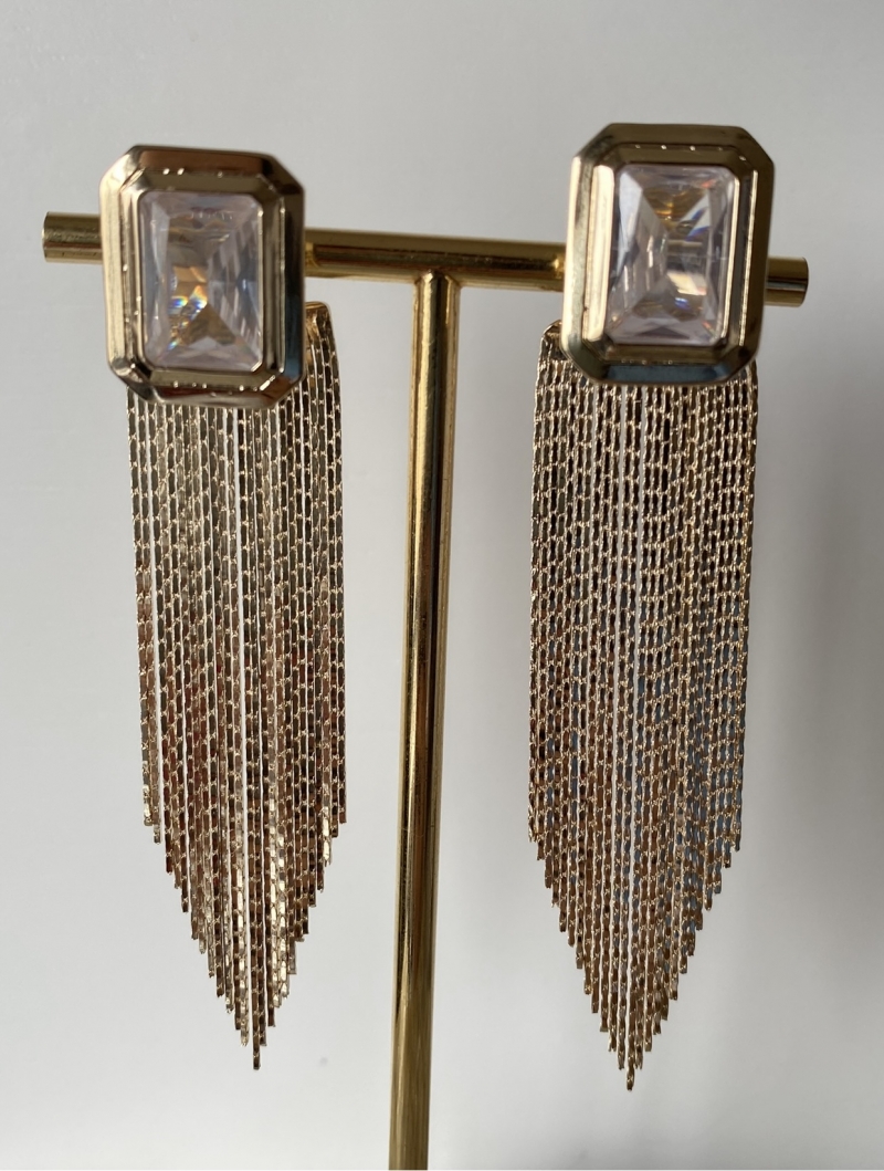 Mikabe - Crystal Fringe Square Earring - MK1235