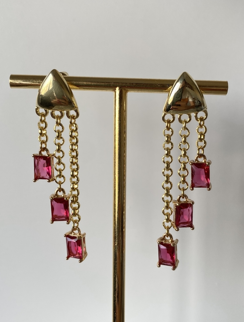 Mikabe - Earring Triangle Dots Zirconia Ruby - MK1238