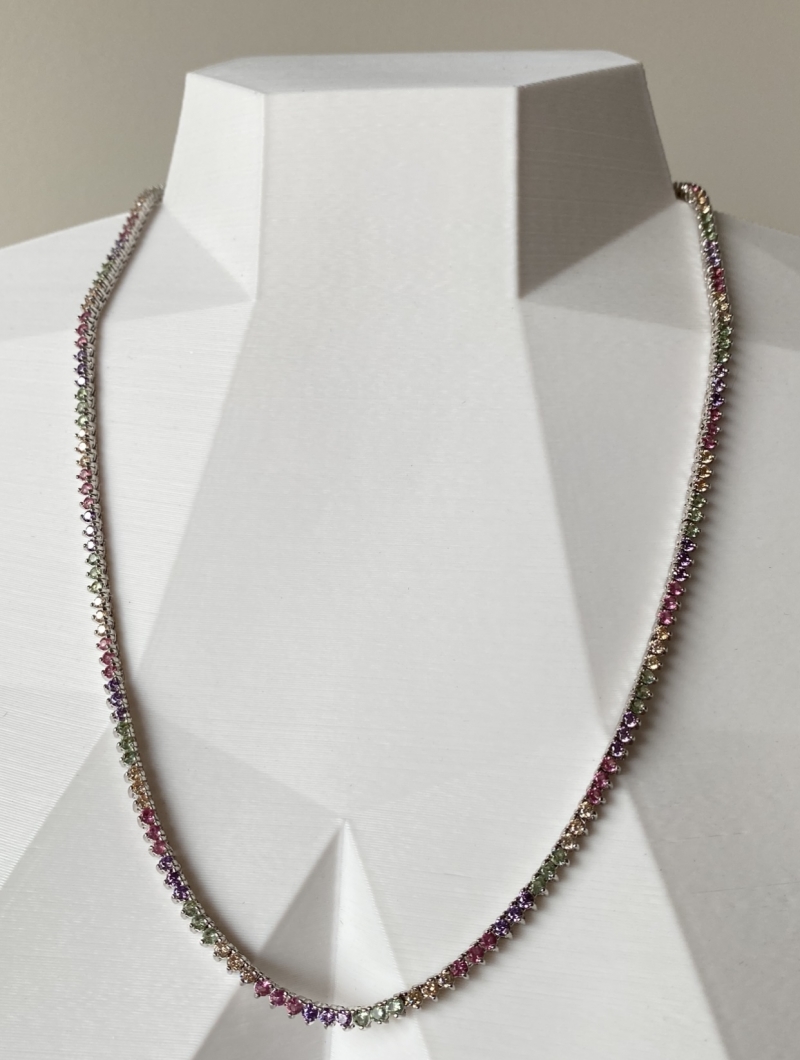 Mikabe - Necklace Riviera Luxury Rhodium White Candy 2mm - MK1252