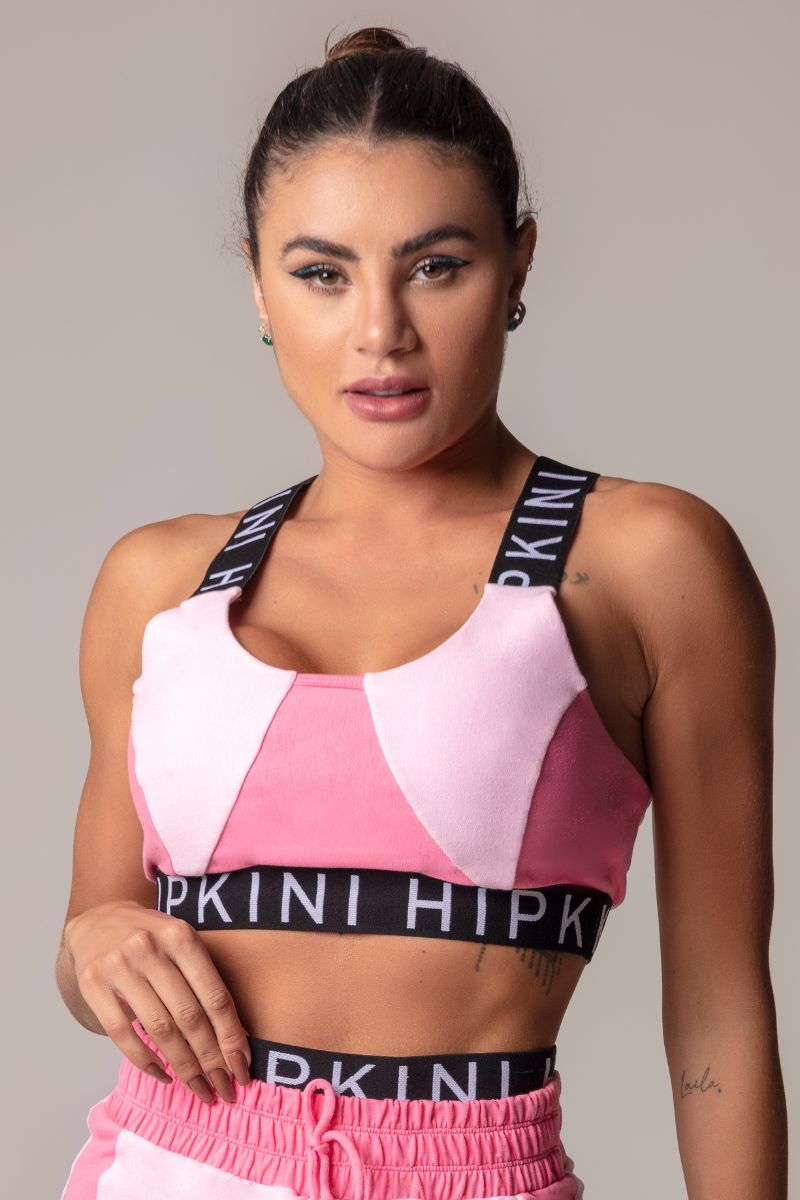 Hipkini - Top Walk Fitness Rosa Moletom Com Elastico Personalizado - 3339526