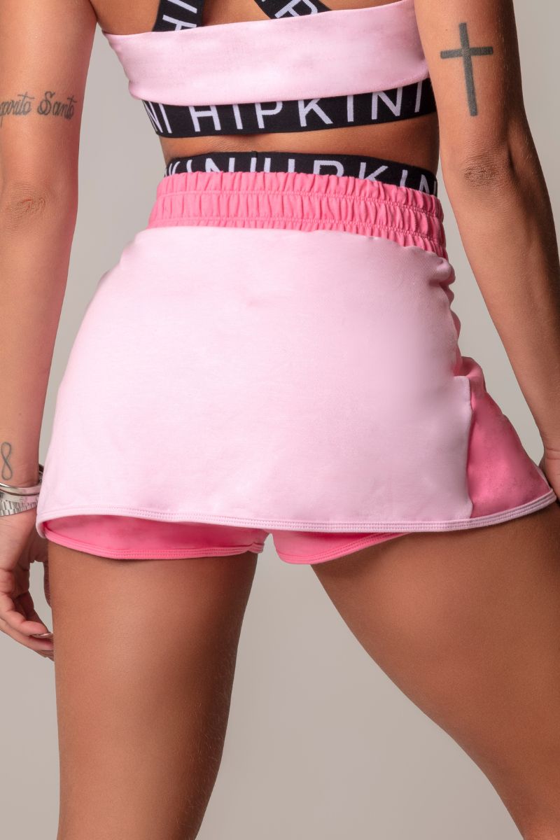 Hipkini - Shorts Moletom Walk Fitness Rosa com Elástico Sobreposto - 3339528