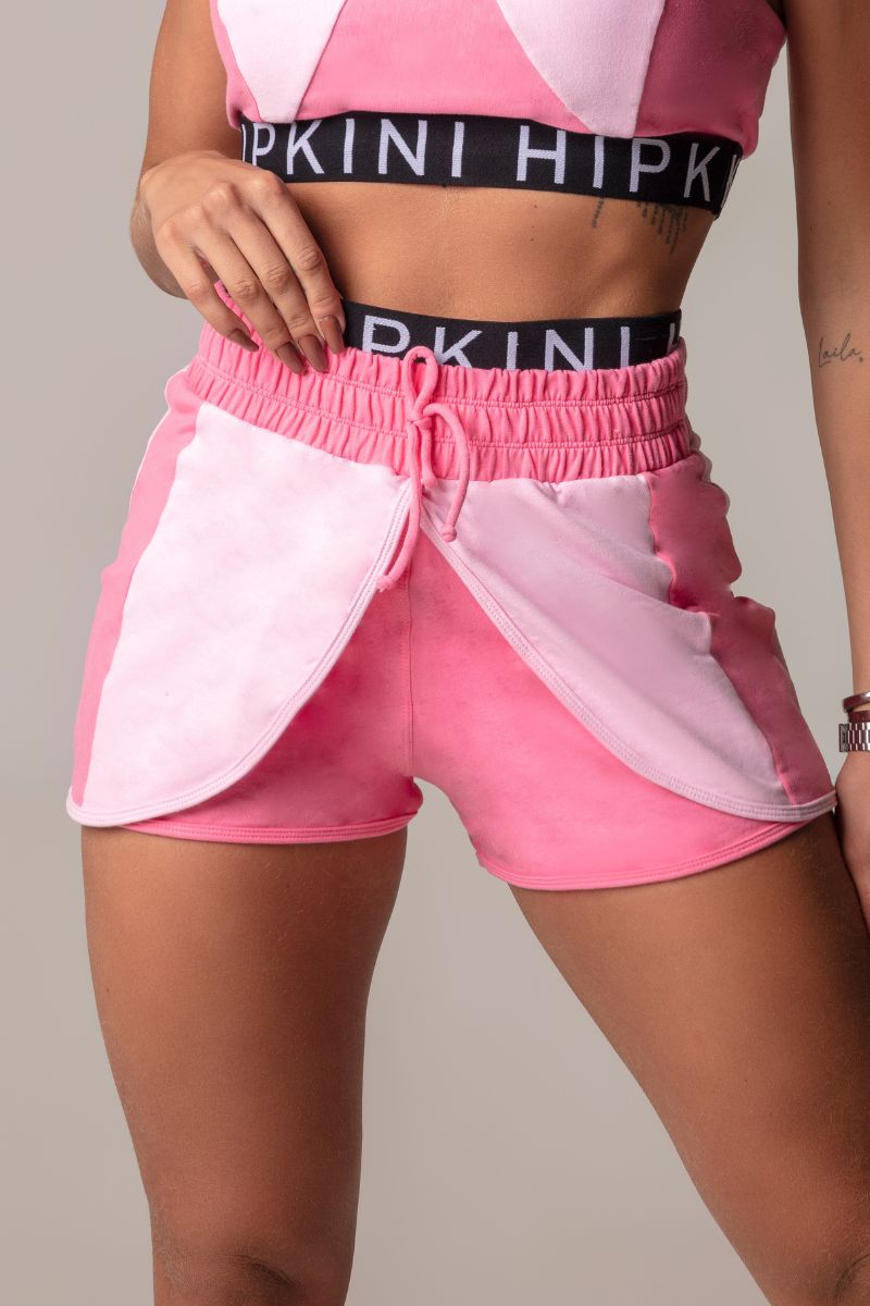 Hipkini - Shorts Moletom Walk Fitness Rosa com Elástico Sobreposto - 3339528