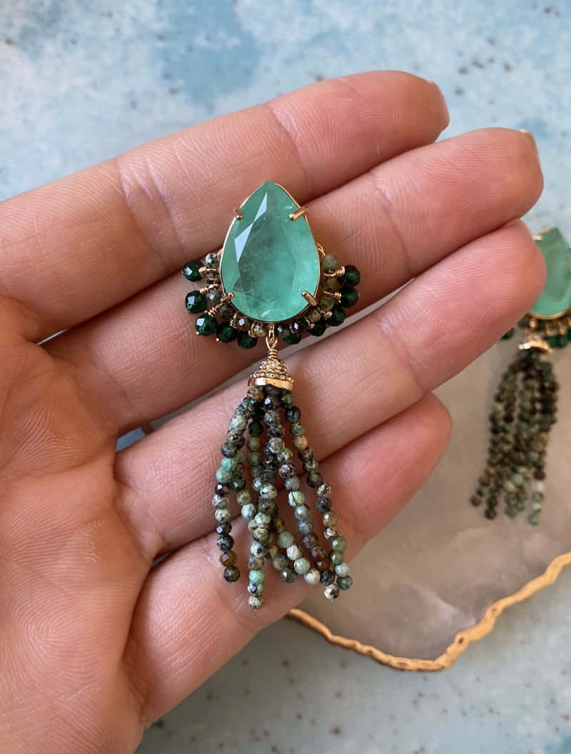 Mikabe - Earring Turquoise Rain and Tourmaline Fusion - MK1285