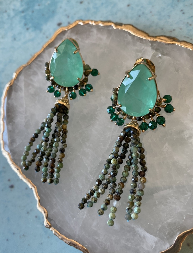 Mikabe - Earring Turquoise Rain and Tourmaline Fusion - MK1285