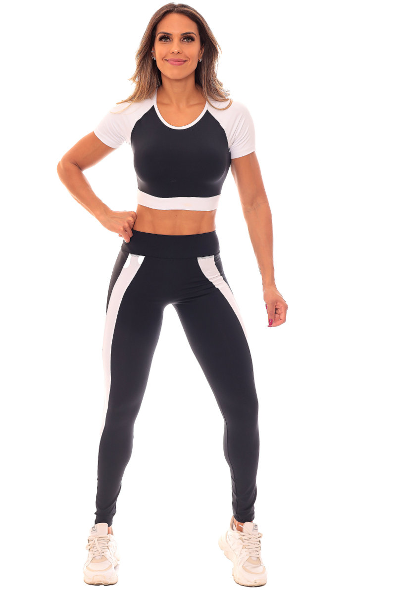 Garotafit - Fitness Set Top and Pants San Marino Black - FCS248A