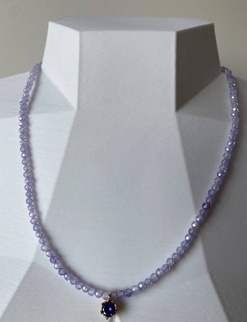 Mikabe - Necklace Zirconia Pendant Lilac - MK1324