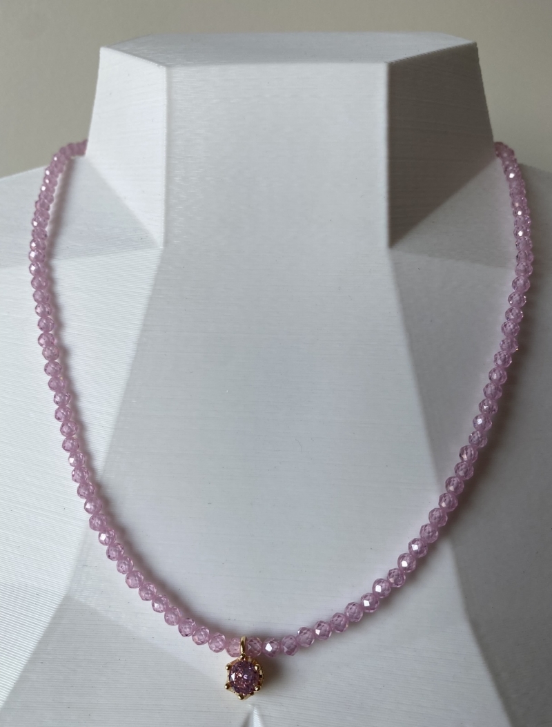 Mikabe - Necklace Zirconia Pendant Pink - MK1325