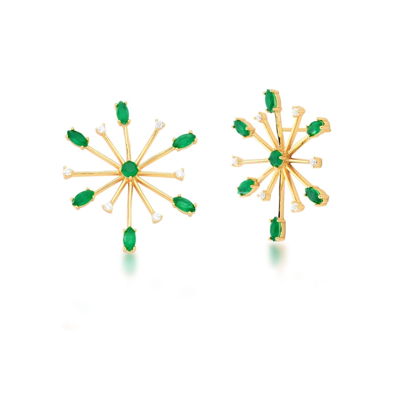 Mikabe - Earring Emerald Zirconia Flower - MK1344