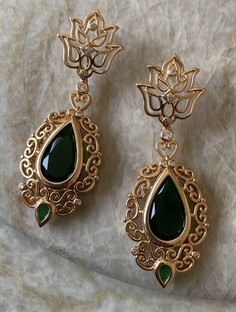 Mikabe - Earring Emerald Crystal Pendulum Party - MK1345