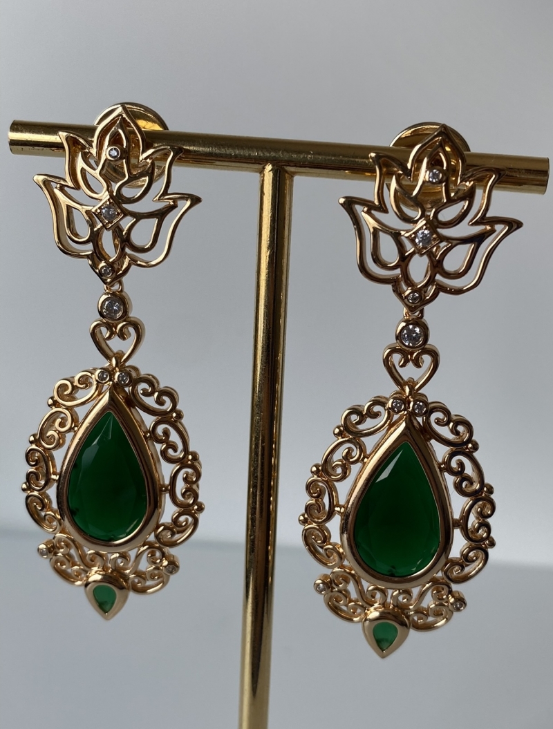 Mikabe - Earring Emerald Crystal Pendulum Party - MK1345