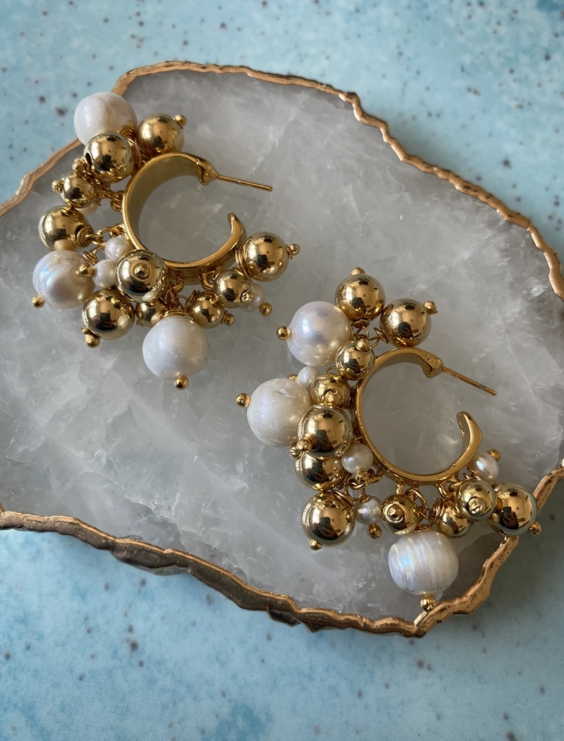 Mikabe - Earring Hoop Pendurilhos Pearls - MK1346