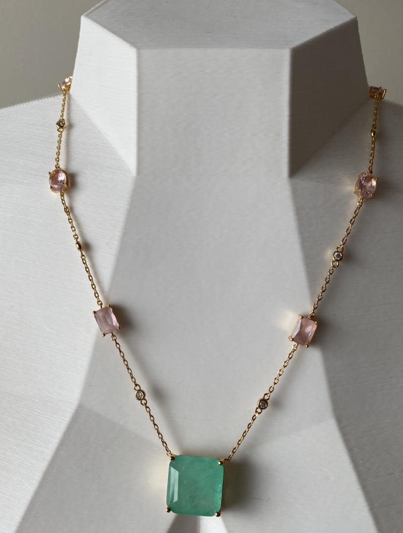 Mikabe - Necklace Crystal Tourmaline Fusion and Rose - MK1343