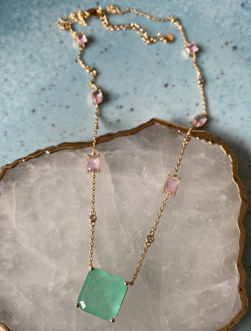 Mikabe - Necklace Crystal Tourmaline Fusion and Rose - MK1343