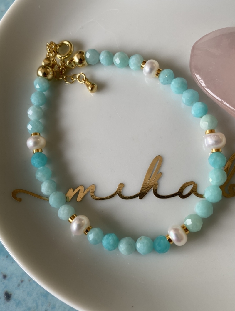 Mikabe - Amazonite and Pearl Btanklet - MK1376