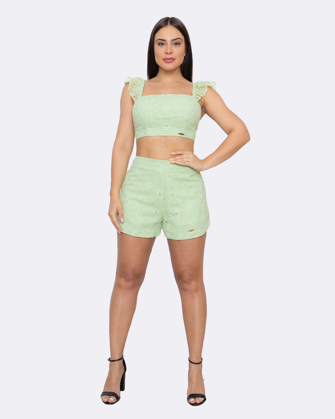 Oxigênio - Conjunto Oxigênio Laise Shorts e Cropped Verde - 2149170VERD