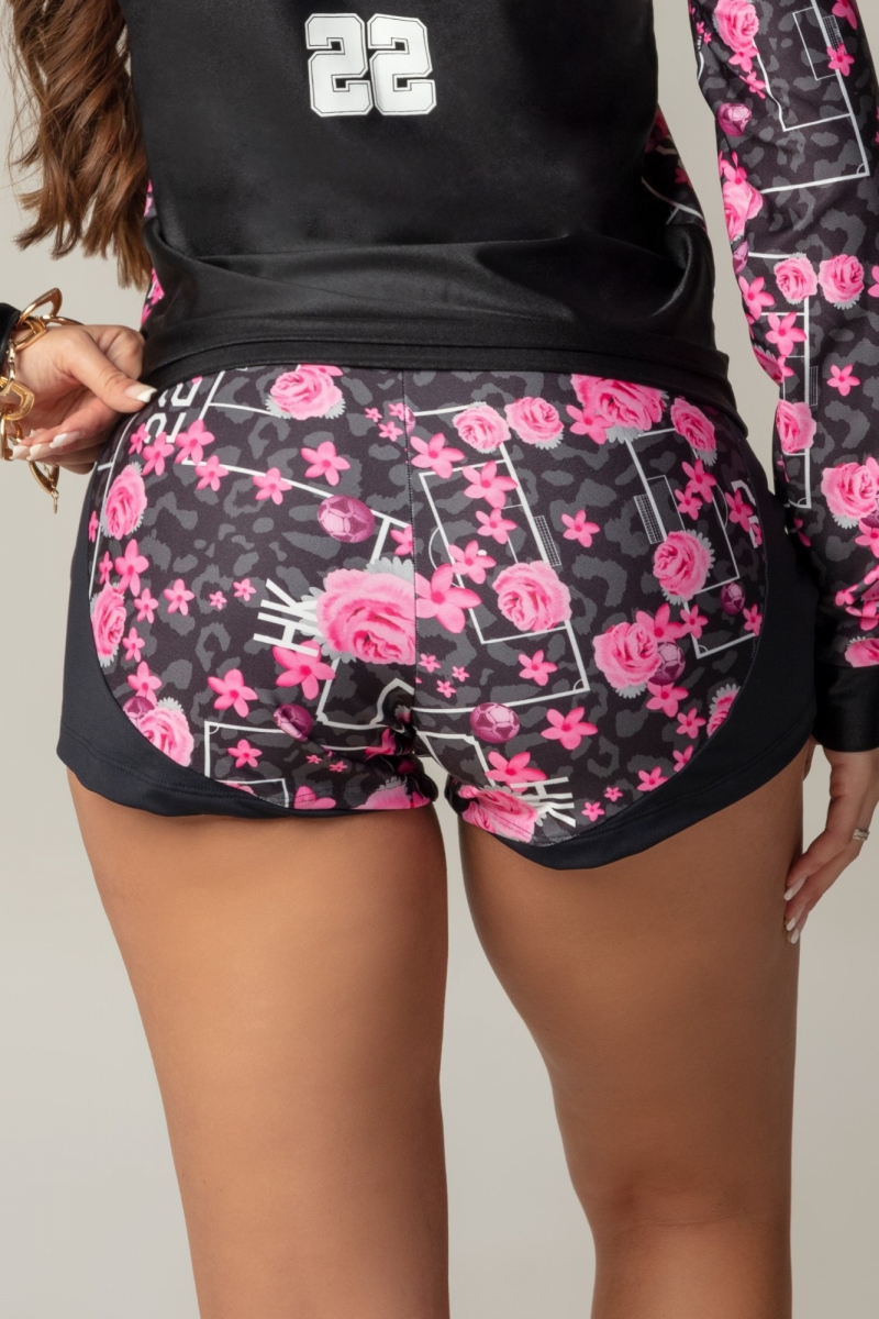 Hipkini - Shorts Game Fitness Preto Estampa Floral - 3339643