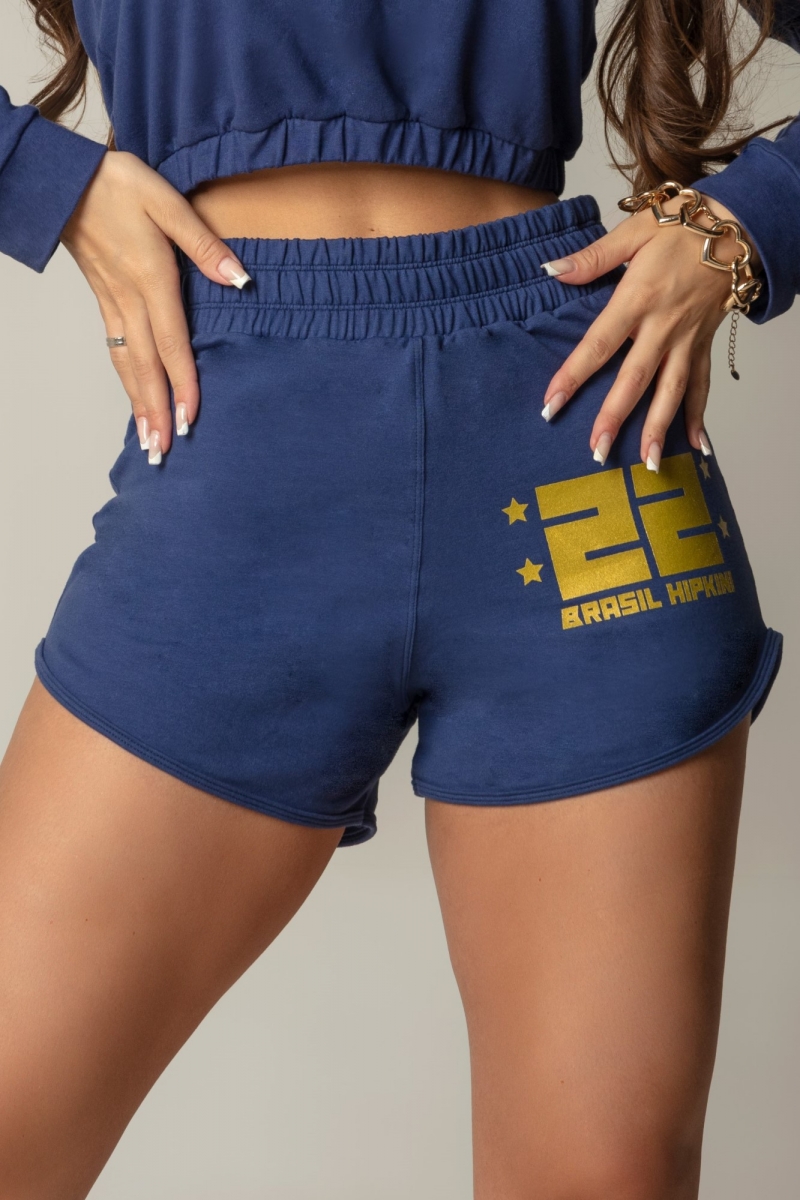 Hipkini - Shorts Game Fitness Moletom Azul - 3339646