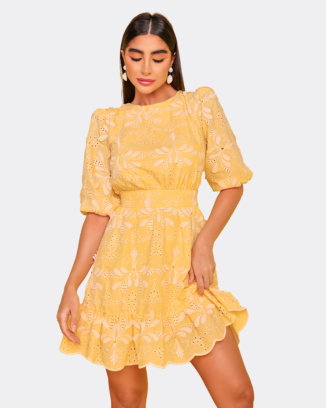 Dot Clothing - Vestido Dot Clothing Rodado Laise Amarelo - 1753AMAR