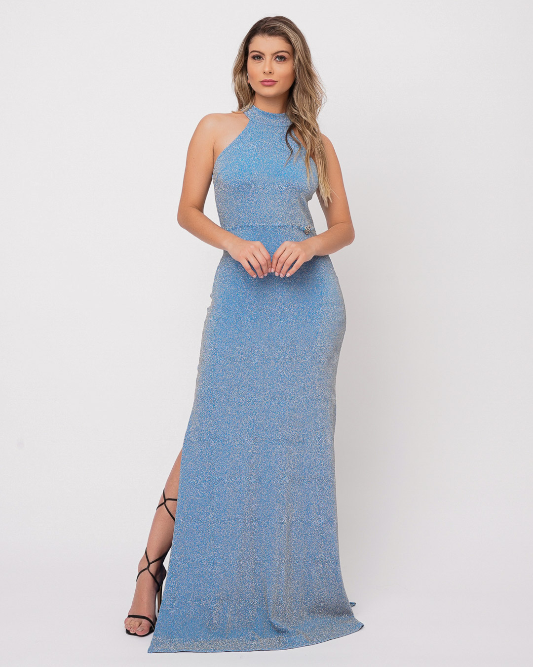 Miss Misses - Dress Miss Misses Long With Blue Lurex Slit - 30259002