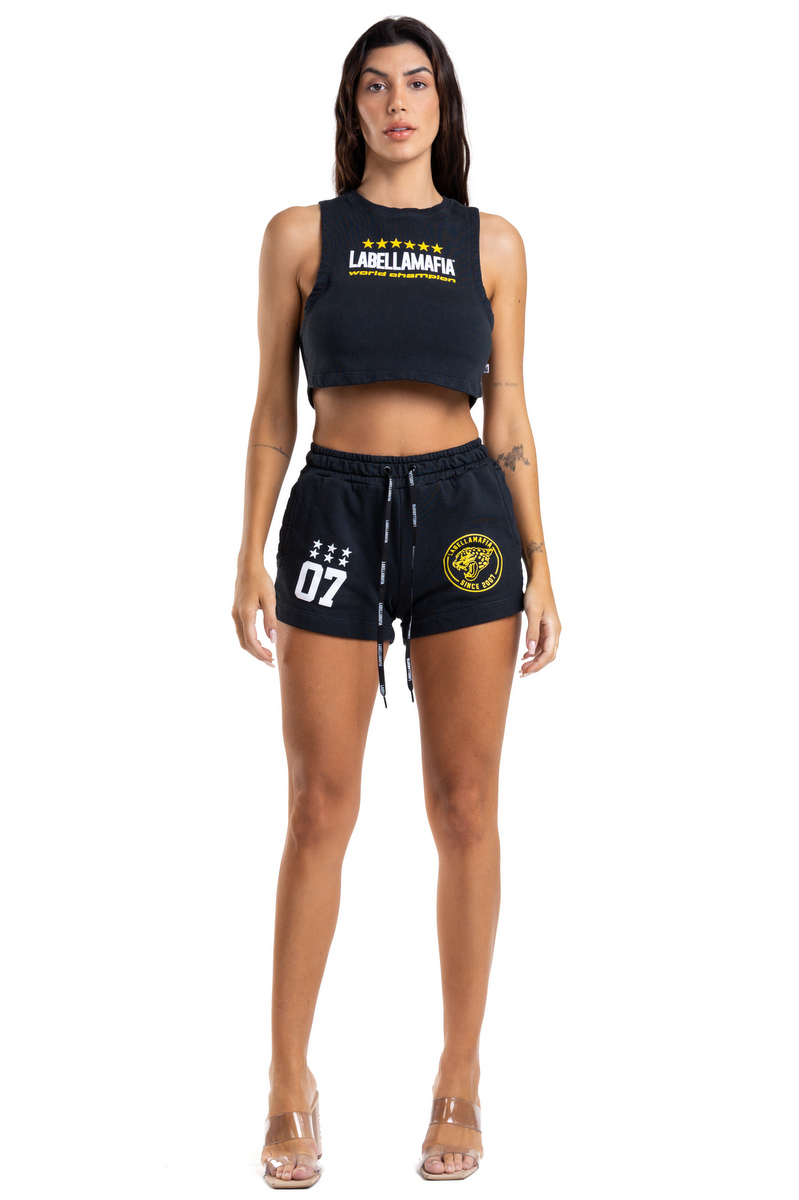 Labellamafia - Conjunto Cropped e Shorts Labella World Preto Labellamafia - 27092