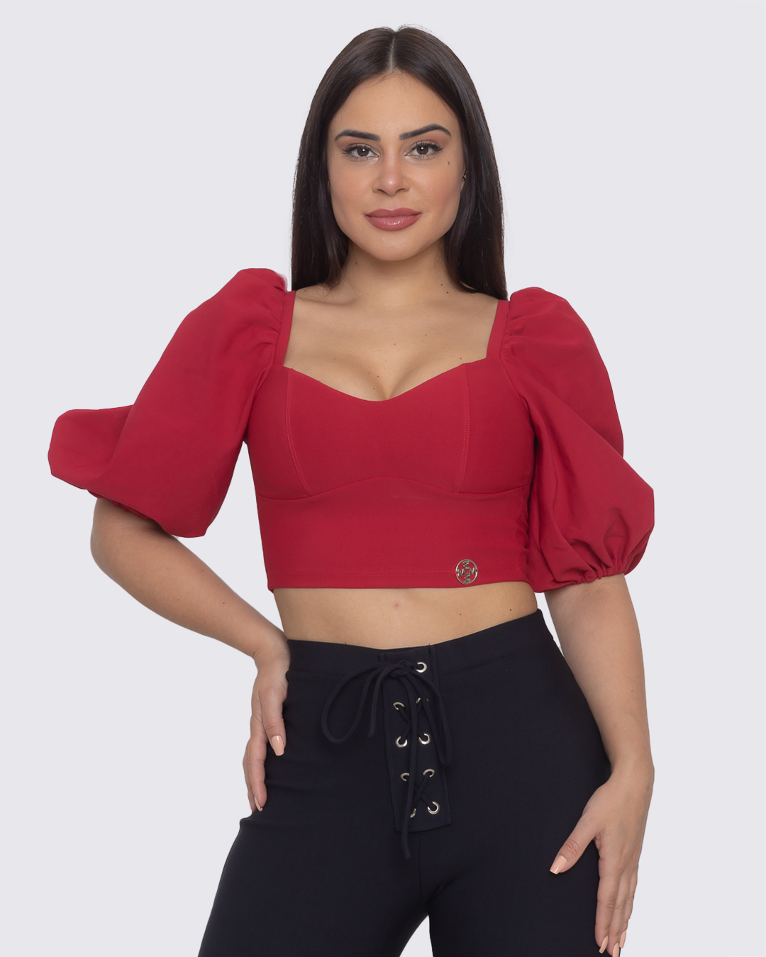 Miss Misses - Miss Misses Shirt With Bulge Top 3/4 Sleeve Red - 18766VERM