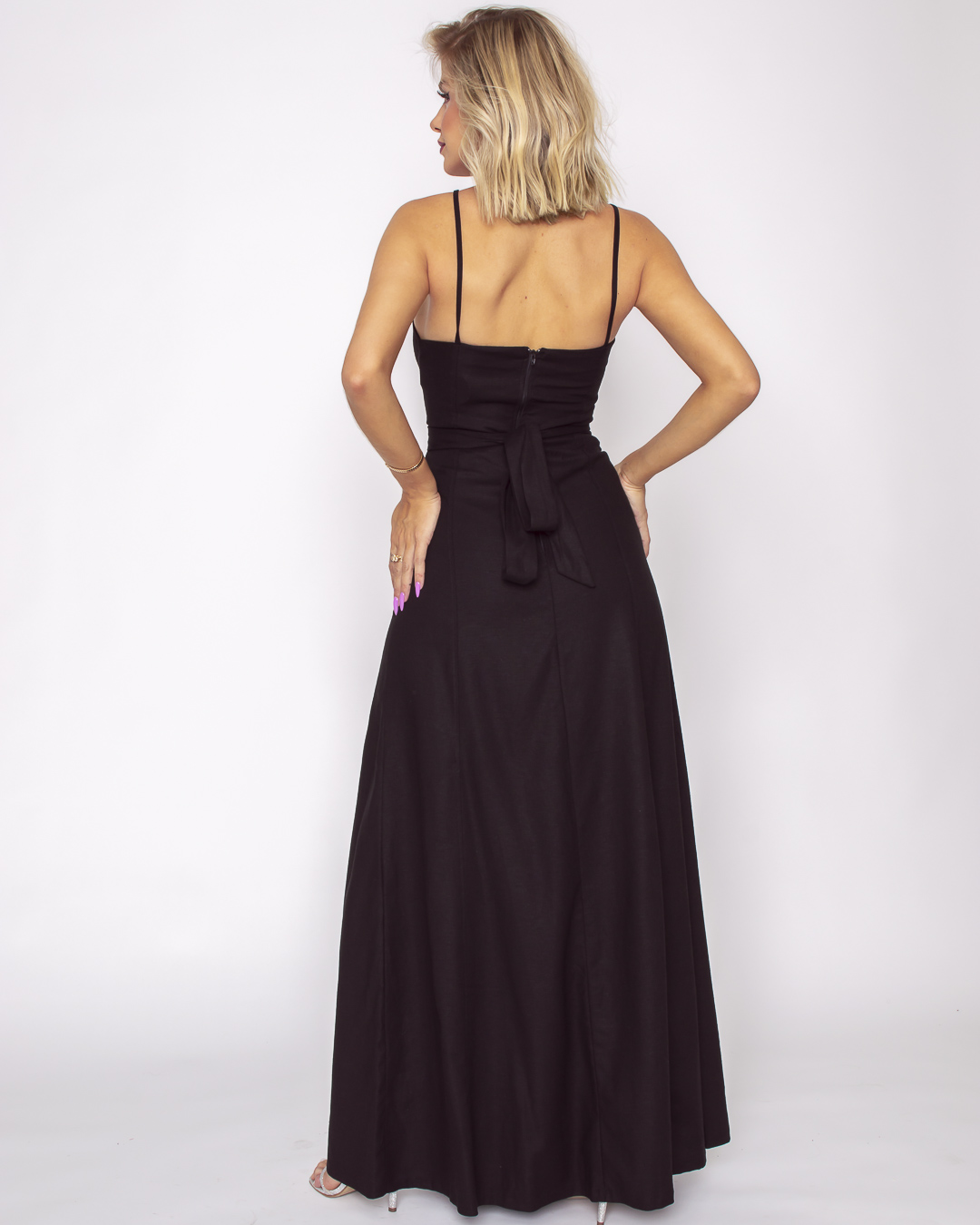 Fit You Vestido Miss Misses Longo Com Ziper E Botões Preto 19039001 Miss And Misses 