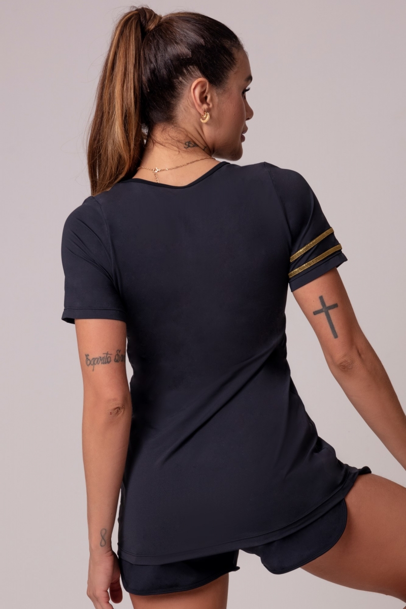 Hipkini - Large T-Shirt Luxury Fitness Black with Silk - 3339722